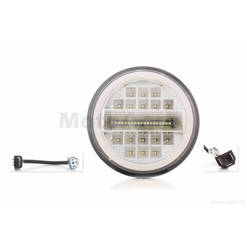 Фара  мото  діодна, кругла, D144, H4, 2 габарити (білий/жовтий)  #C81-3Z3