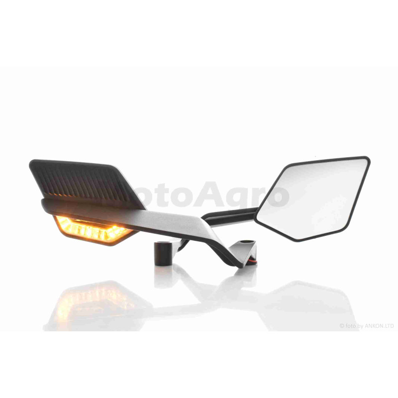 Дзеркала  M8/10  R+R+L  складані, з поворотами  #ПЕРО  (чорні)