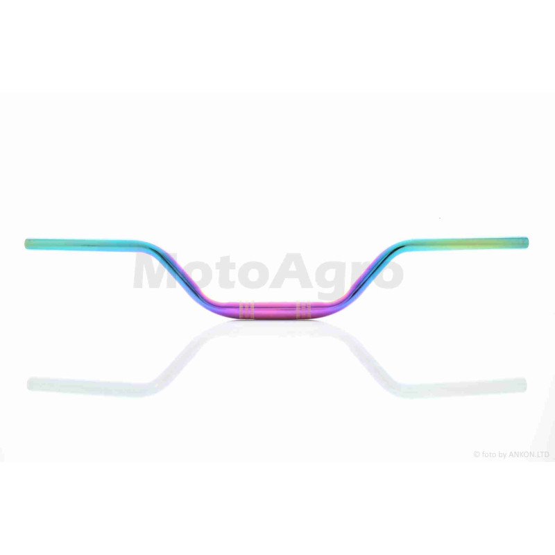 Кермо  мото  d22-28-22, L770, h110  сталеве  (#Plasma, бірюзовий/ліловий)