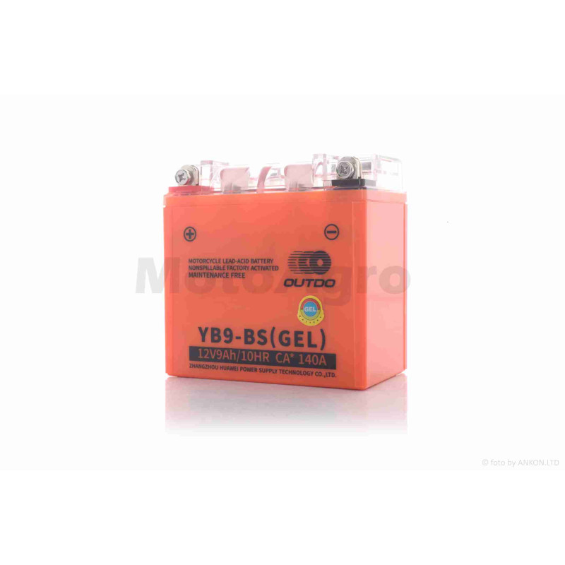 Акумулятор  GEL  12V 9А  137-76-134мм, високий  YB9-BS (12N9-BS)  "OUTDO"  (2025)